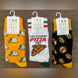 NWT TWO LEFT FEET Novelty Fun Socks Men's Women's Set of 3 Size M/L